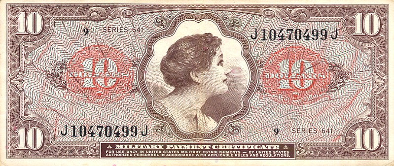 Front of United States pM63a: 10 Dollars from 1965