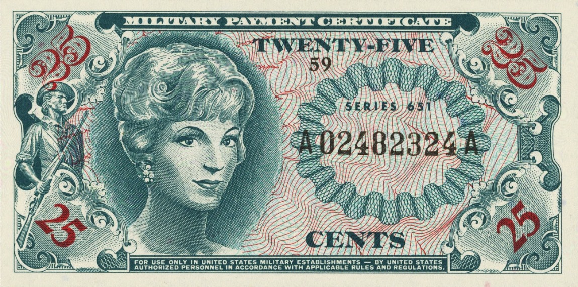 Front of United States pM72C: 25 Cents from 1969