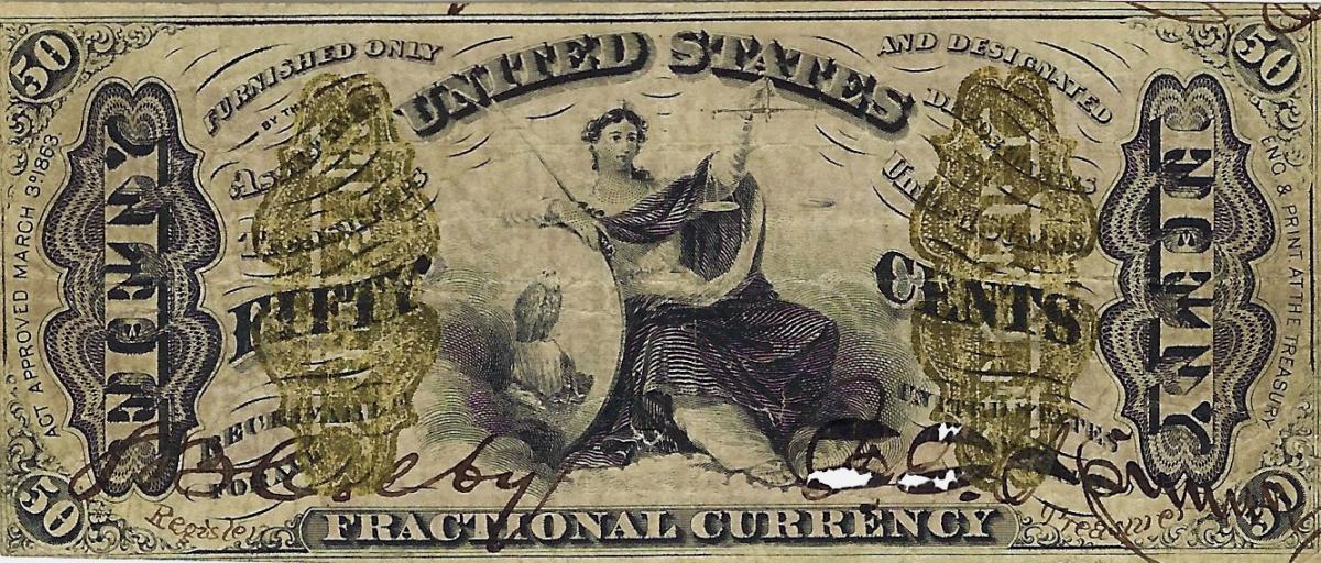 Front of United States p113m: 50 Cents from 1863