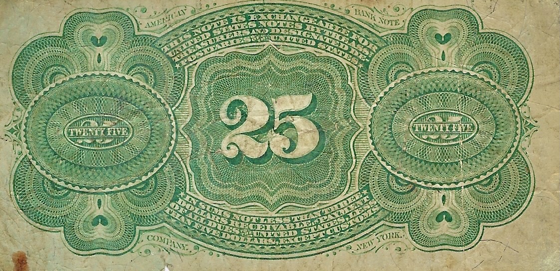 Back of United States p118d: 25 Cents from 1863