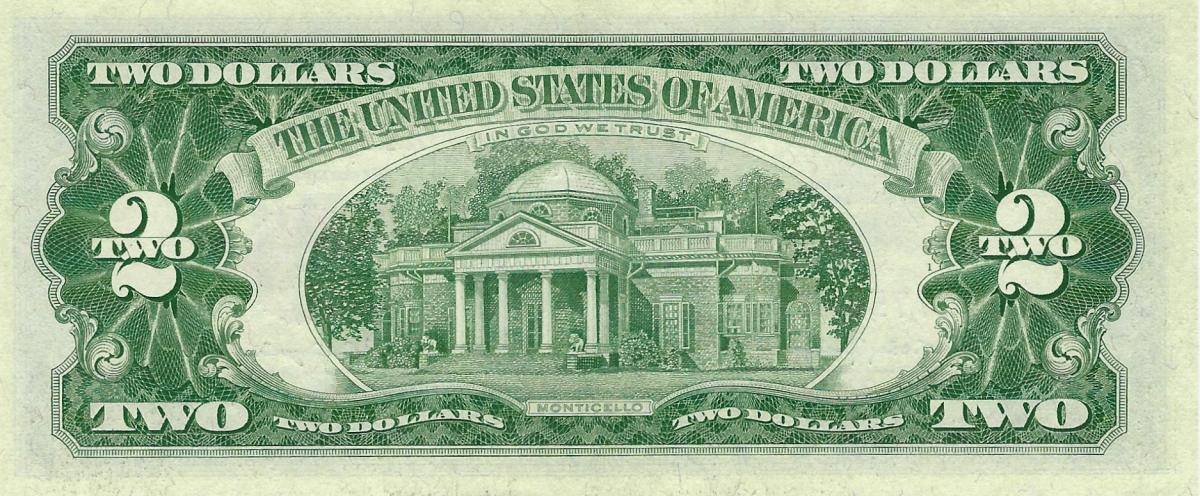 Back of United States p382a: 2 Dollars from 1963