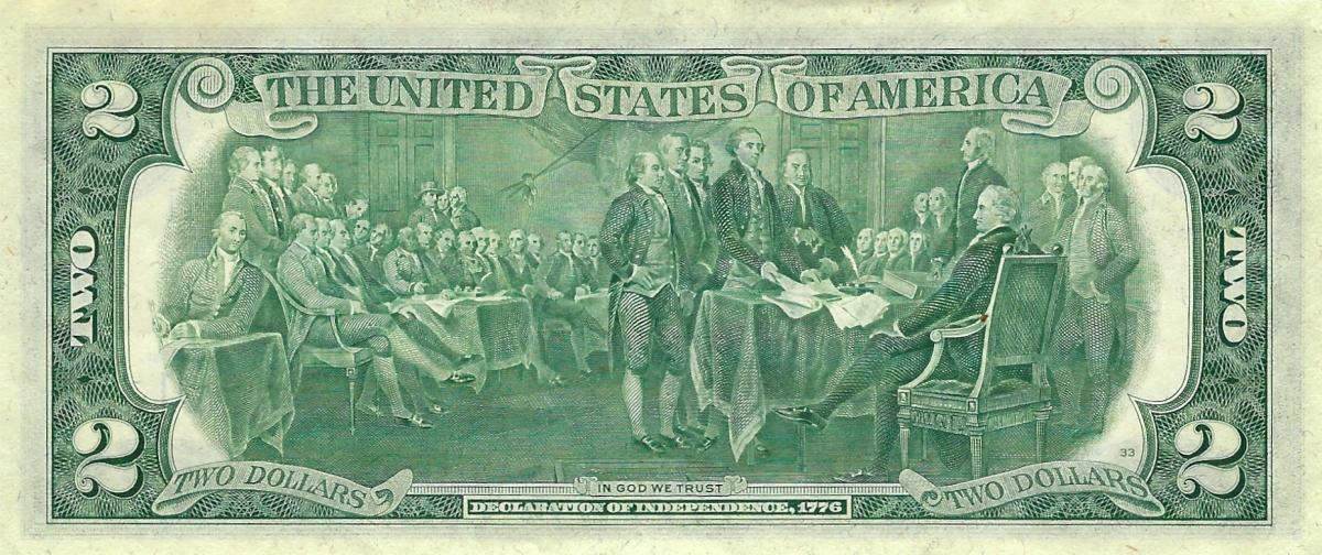 Back of United States p461: 2 Dollars from 1976