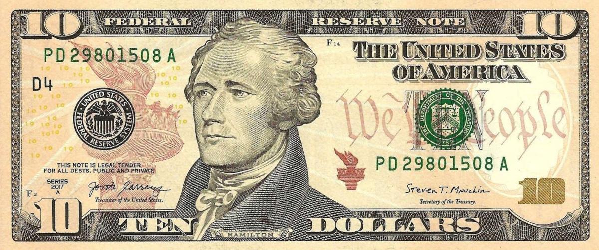 Front of United States p547b: 10 Dollars from 2017