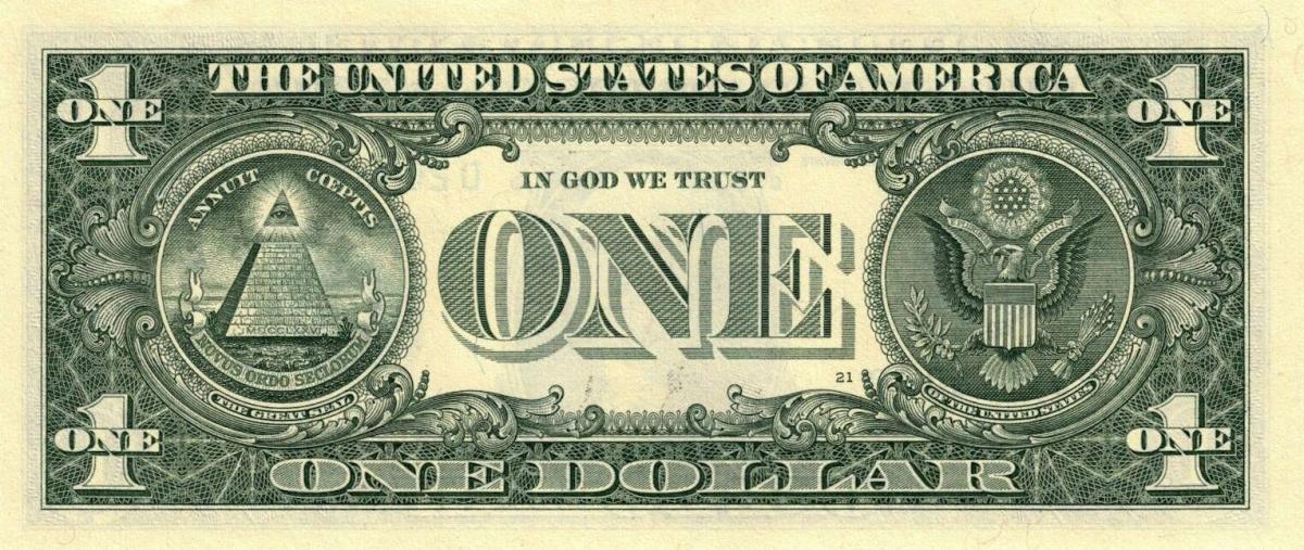 Back of United States p551d: 1 Dollar from 2021