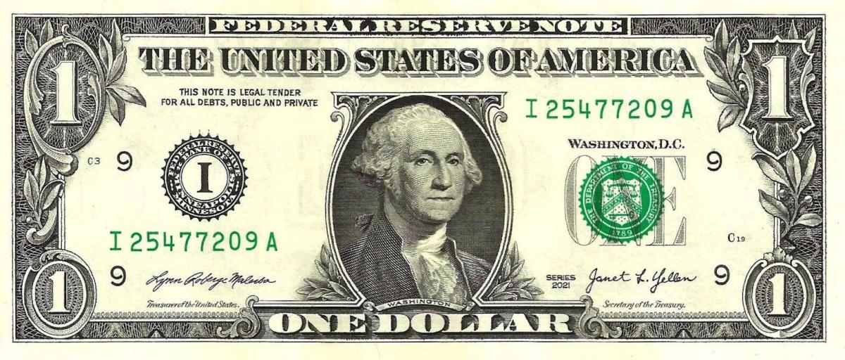 Front of United States p551i: 1 Dollar from 2021