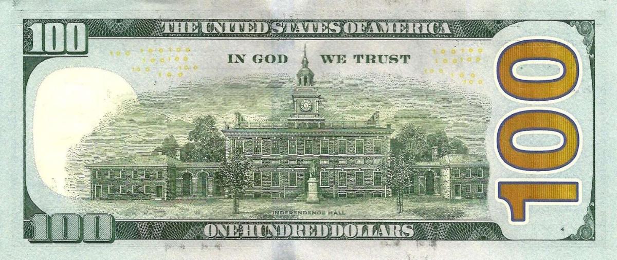 Back of United States p553: 100 Dollars from 2021