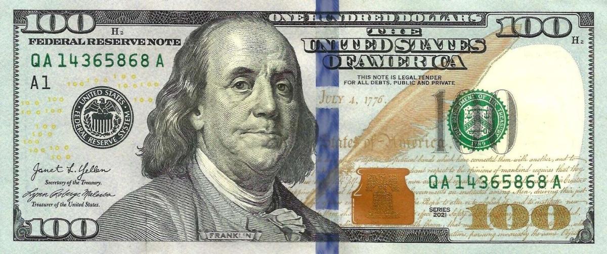 Front of United States p553: 100 Dollars from 2021