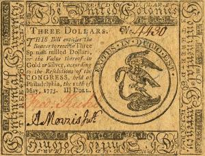 pS103 from United States: 3 Dollars from 1775 pS103 from United States: 3 Dollars from 1775