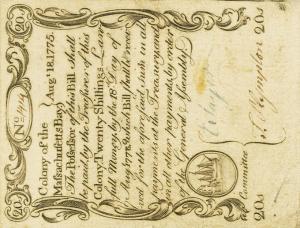 pS1228 from United States: 20 Shillings from 1775 pS1228 from United States: 20 Shillings from 1775