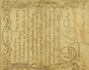 pS1229 from United States: 24 Shillings from 1775 pS1229 from United States: 24 Shillings from 1775
