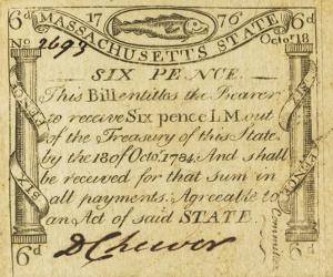 pS1283 from United States: 6 Pence from 1776 pS1283 from United States: 6 Pence from 1776
