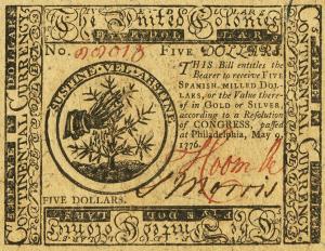 pS135 from United States: 5 Dollars from 1776 pS135 from United States: 5 Dollars from 1776
