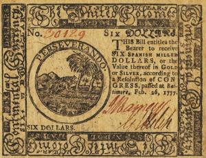pS159 from United States: 6 Dollars from 1777 pS159 from United States: 6 Dollars from 1777