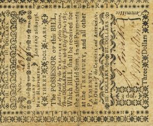 pS1619 from United States: 3 Dollars from 1776 pS1619 from United States: 3 Dollars from 1776