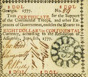 pS1627 from United States: 8 Pence from 1776 pS1627 from United States: 8 Pence from 1776