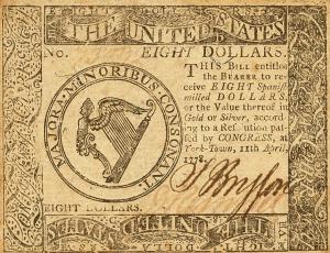 pS175 from United States: 8 Dollars from 1778 pS175 from United States: 8 Dollars from 1778