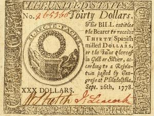 pS183 from United States: 30 Dollars from 1778 pS183 from United States: 30 Dollars from 1778