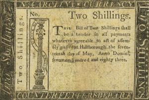 pS2279 from United States: 2 Shillings from 1783 pS2279 from United States: 2 Shillings from 1783