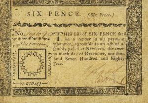 pS2284 from United States: 6 Pence from 1785 pS2284 from United States: 6 Pence from 1785