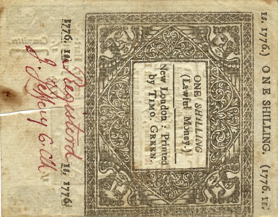 Back of United States pS514: 1 Shilling from 1776