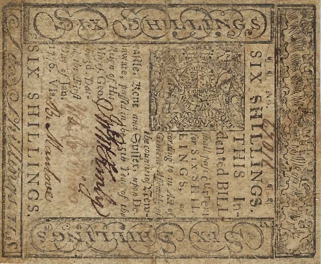 Front of United States pS639: 6 Shillings from 1776