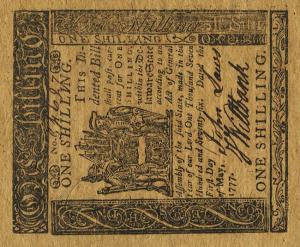 pS646 from United States: 1 Shilling from 1777 pS646 from United States: 1 Shilling from 1777