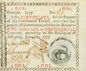 pS824 from United States: 5 Dollars from 1777 pS824 from United States: 5 Dollars from 1777