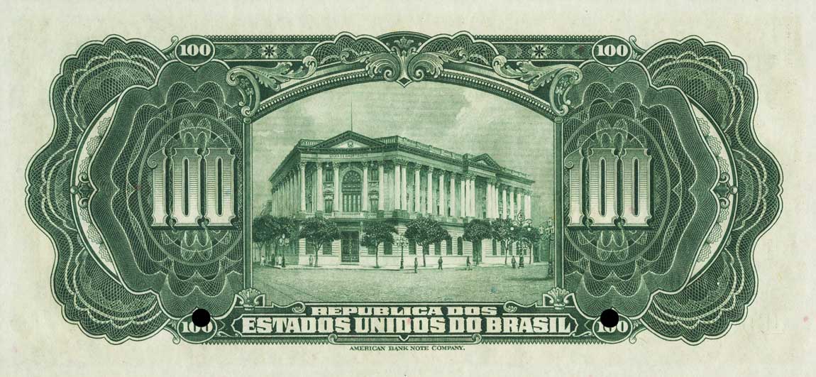 Back of Brazil p106s: 100 Mil Reis from 1926