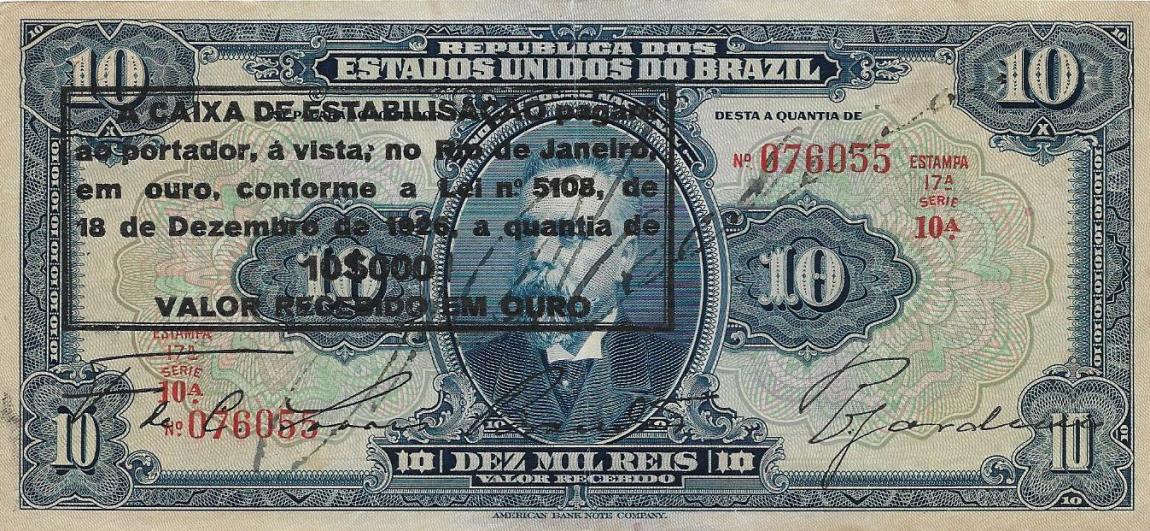 Front of Brazil p109A: 10 Mil Reis from 1924