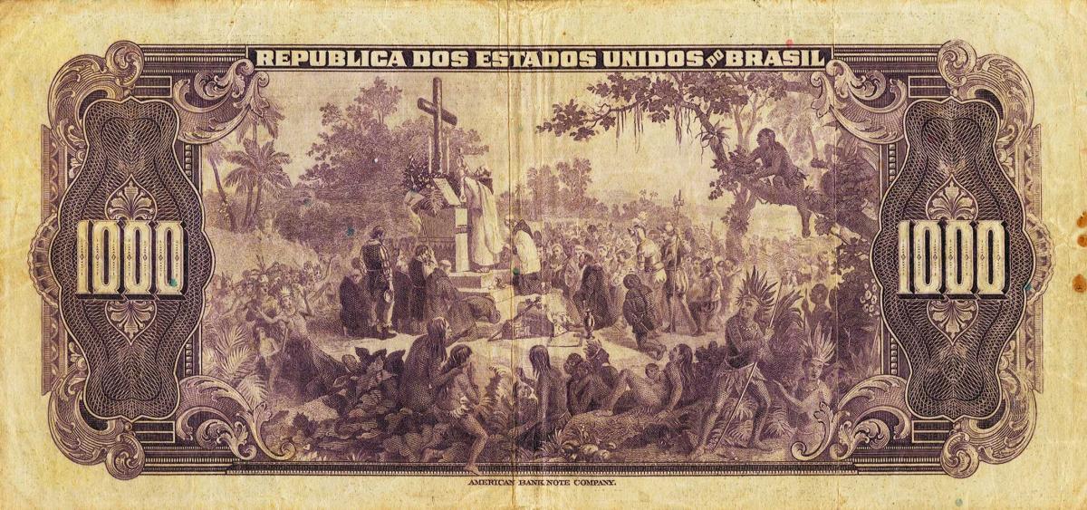 Back of Brazil p109a: 1000 Mil Reis from 1926