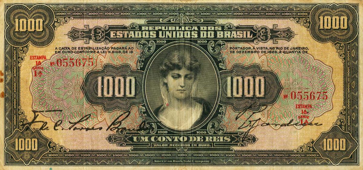 Front of Brazil p109a: 1000 Mil Reis from 1926