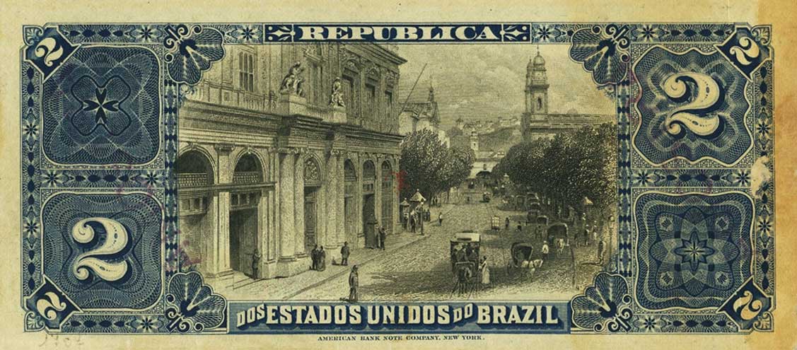 Back of Brazil p10s: 2 Mil Reis from 1890