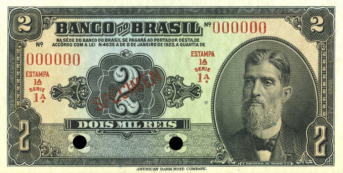 Front of Brazil p111s: 2 Mil Reis from 1923