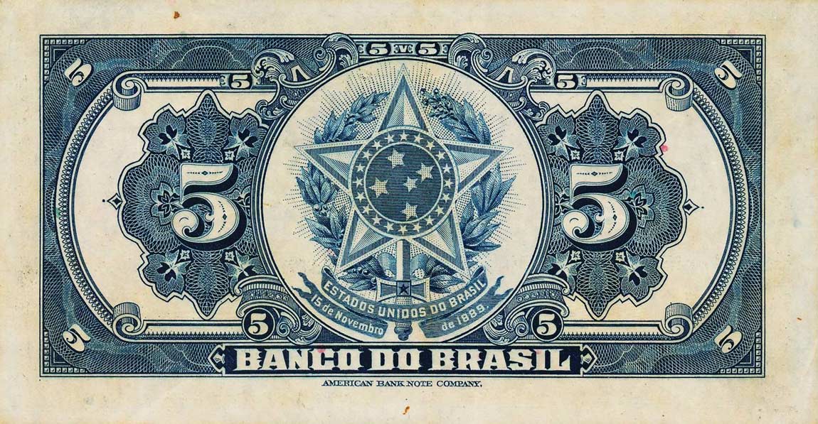 Back of Brazil p113a: 5 Mil Reis from 1923