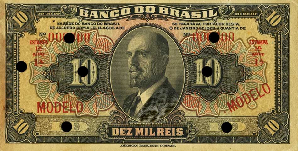 Front of Brazil p114s: 10 Mil Reis from 1923