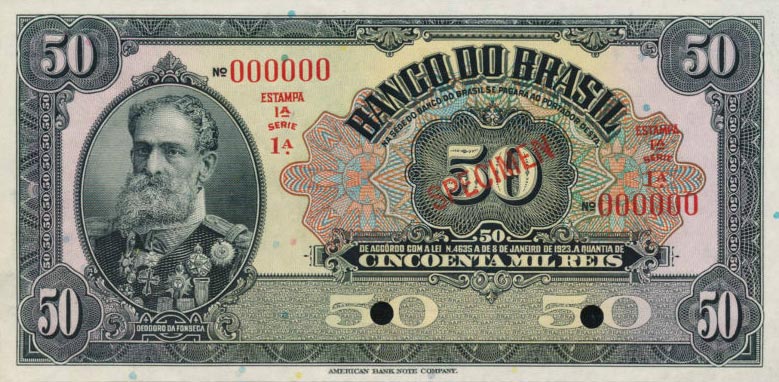 Front of Brazil p118s: 50 Mil Reis from 1923