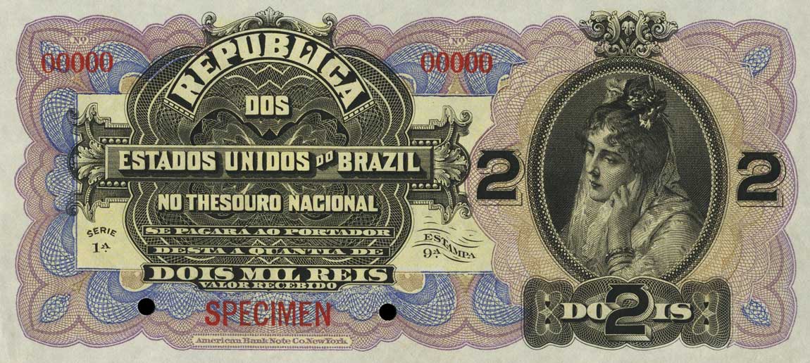 Front of Brazil p11s: 2 Mil Reis from 1900