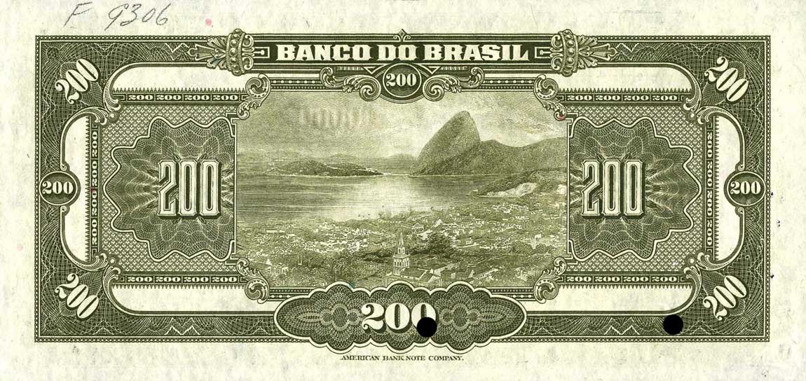 Back of Brazil p121s: 200 Mil Reis from 1923