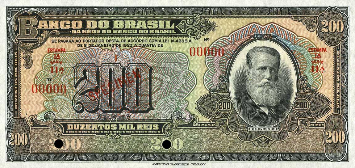 Front of Brazil p121s: 200 Mil Reis from 1923