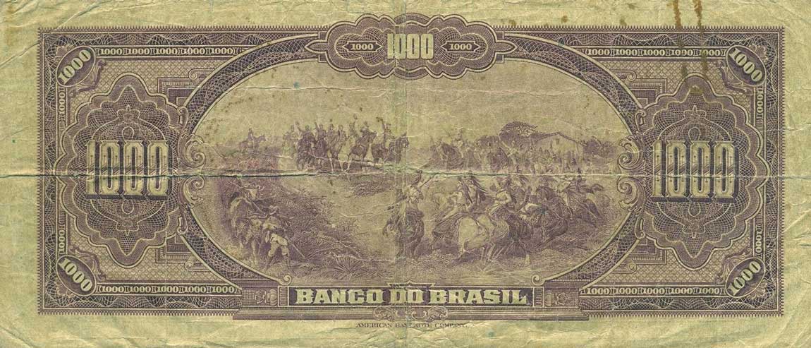 Back of Brazil p123a: 1000 Mil Reis from 1923