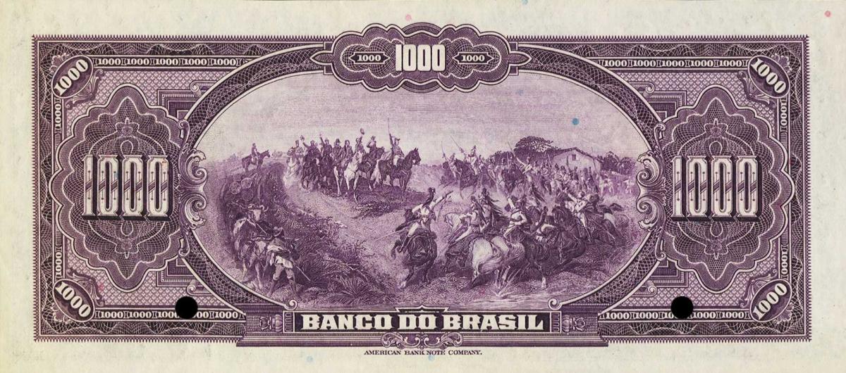 Back of Brazil p123s: 1000 Mil Reis from 1923