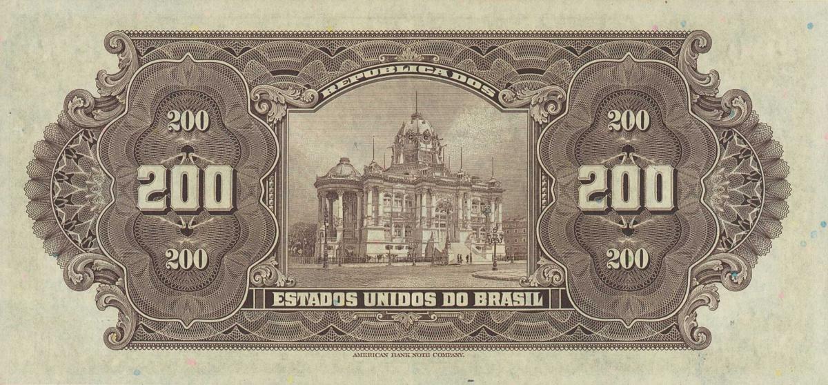 Back of Brazil p130a: 200 Cruzeiros from 1942