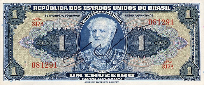 Front of Brazil p132a: 1 Cruzeiro from 1944