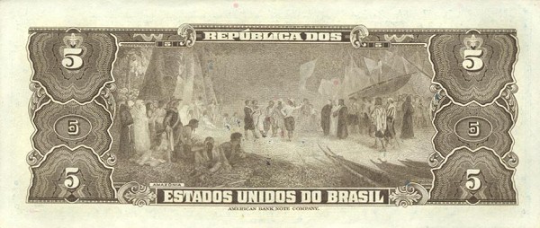 Back of Brazil p134a: 5 Cruzeiros from 1943