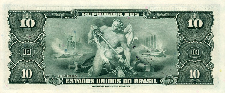 Back of Brazil p135a: 10 Cruzeiros from 1943