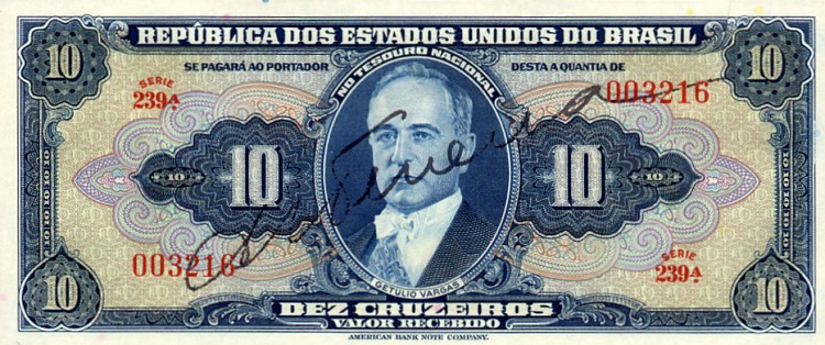 Front of Brazil p135a: 10 Cruzeiros from 1943