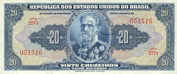 Front of Brazil p136a: 20 Cruzeiros from 1943
