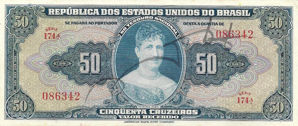 Front of Brazil p137a: 50 Cruzeiros from 1943