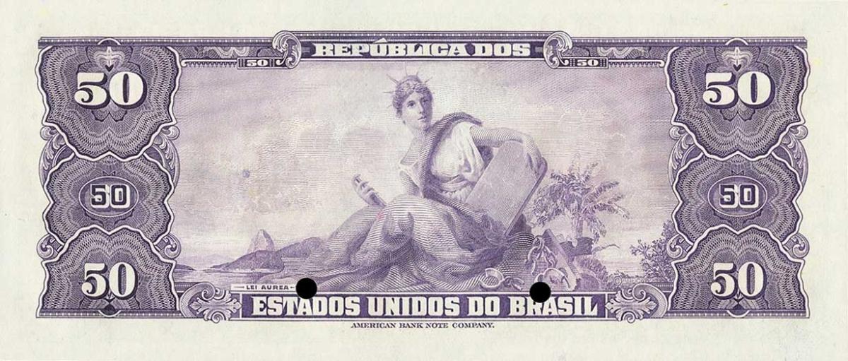 Back of Brazil p137s: 50 Cruzeiros from 1943