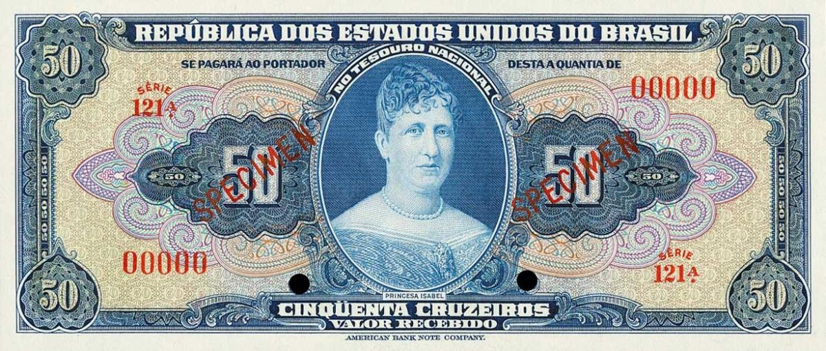 Front of Brazil p137s: 50 Cruzeiros from 1943